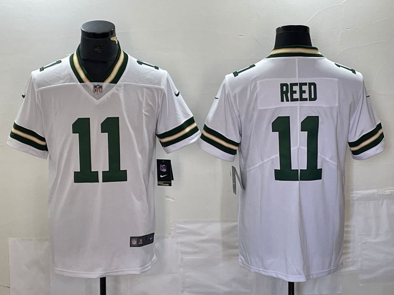 Men Green Bay Packers 11 Reed White Nike Vapor Limited NFL Jersey style 1